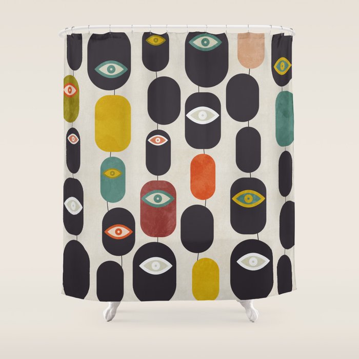 geometry mid mod eyes Shower Curtain Gallery Image 1