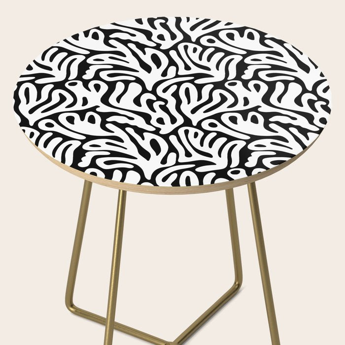 Matisse Organic Shapes Free Form Cut Outs Pattern White On Black Side Table Gallery Image 2