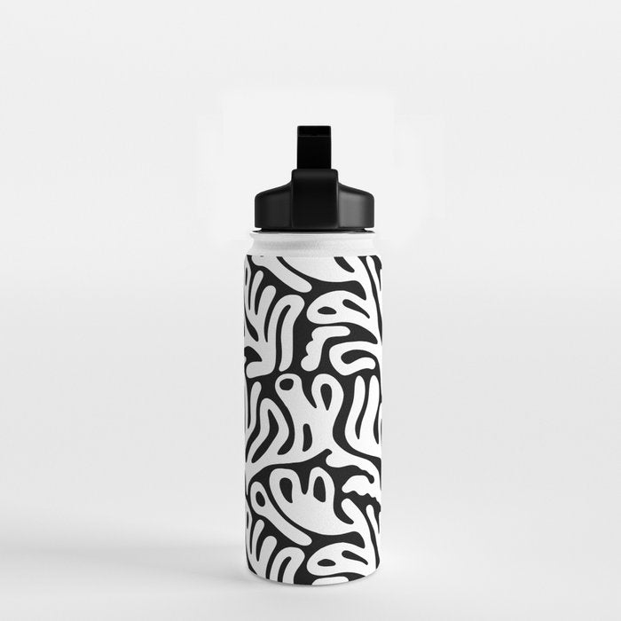 Matisse Organic Shapes Free Form Cut Outs Pattern White On Black Water Bottle Gallery Image 2