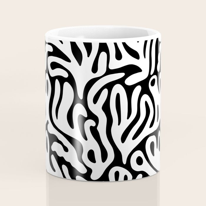 Matisse Organic Shapes Free Form Cut Outs Pattern White On Black Coffee Mug Gallery Image 4