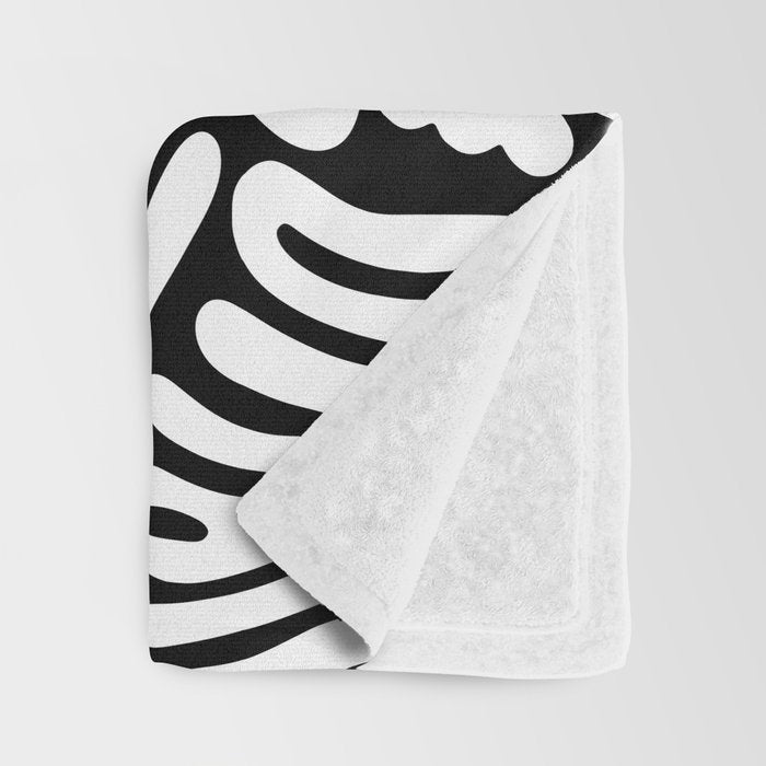 Matisse Organic Shapes Free Form Cut Outs Pattern White On Black Throw Blanket Gallery Image 3
