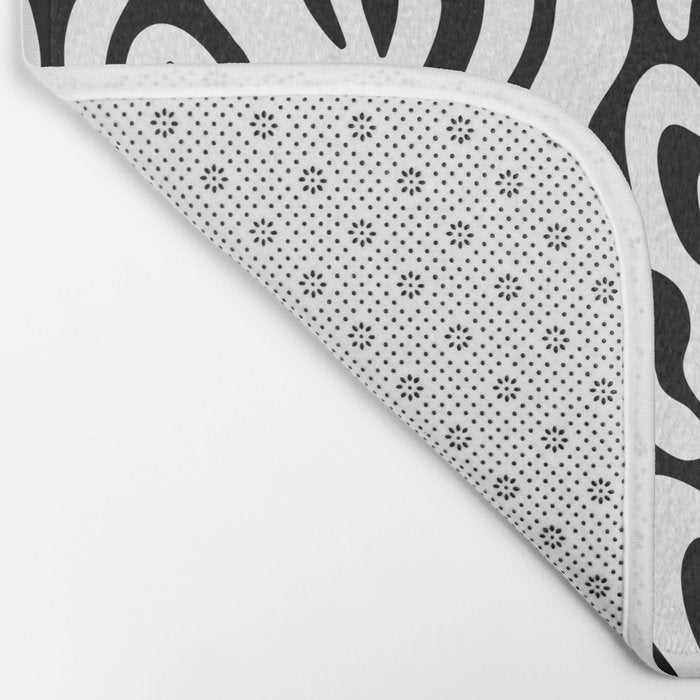 Matisse Organic Shapes Free Form Cut Outs Pattern White On Black Bath Mat Gallery Image 2