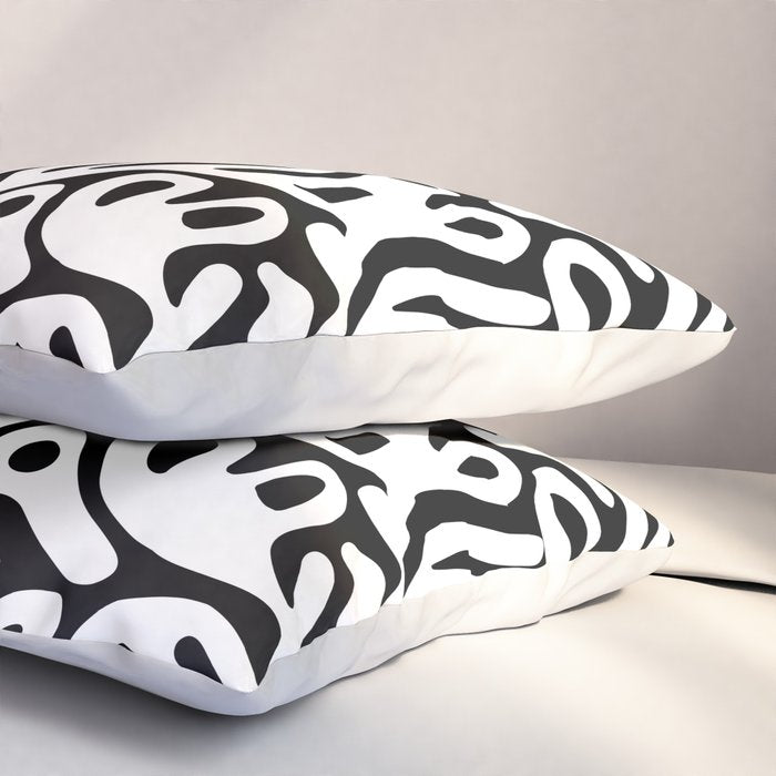 Matisse Organic Shapes Free Form Cut Outs Pattern White On Black Pillow Sham Gallery Image 3