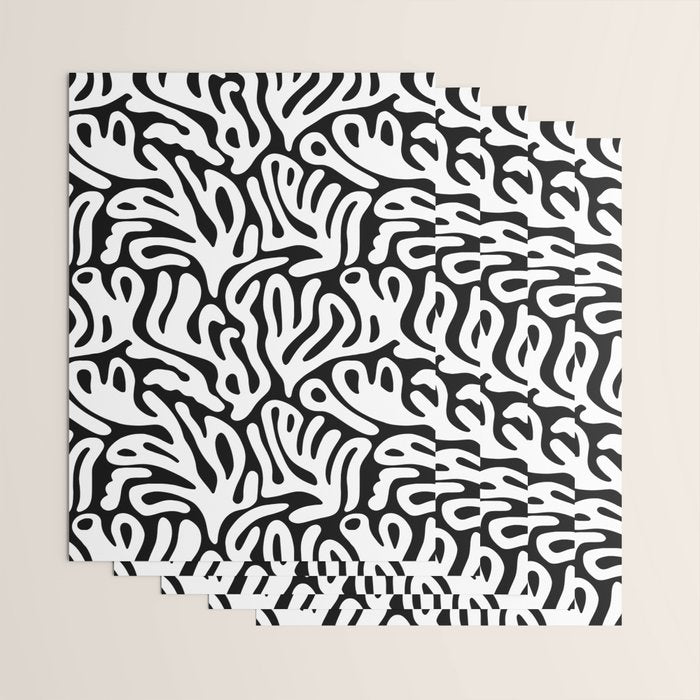 Matisse Organic Shapes Free Form Cut Outs Pattern White On Black Wrapping Paper Gallery Image 3