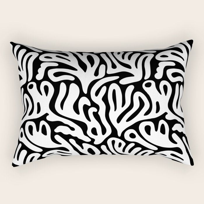 Matisse Organic Shapes Free Form Cut Outs Pattern White On Black Rectangular Pillow Gallery Image 2