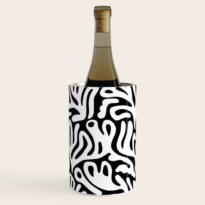 Matisse Organic Shapes Free Form Cut Outs Pattern White On Black Wine Chiller Gallery Image 3