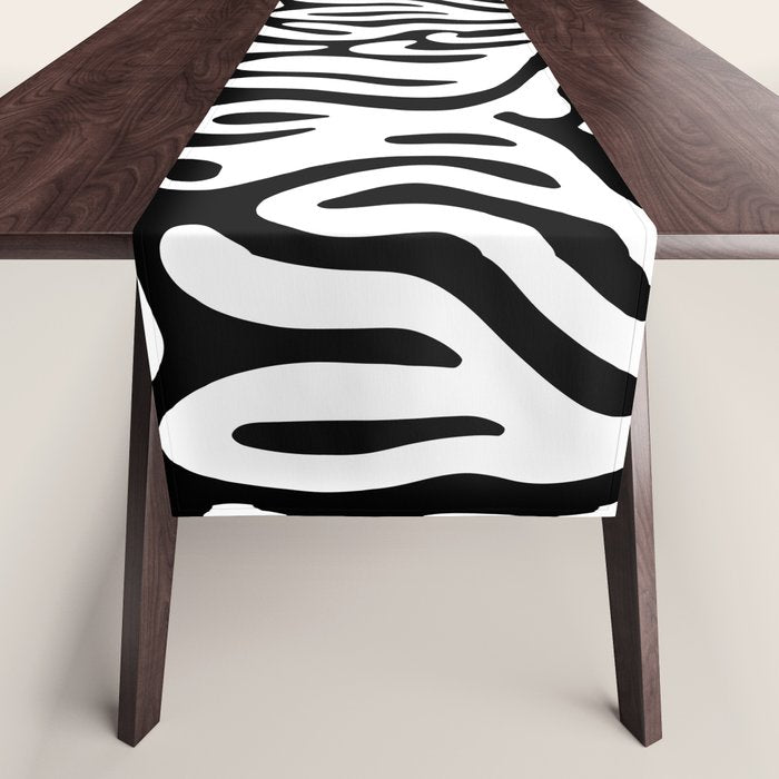 Matisse Organic Shapes Free Form Cut Outs Pattern White On Black Table Runner Gallery Image 1