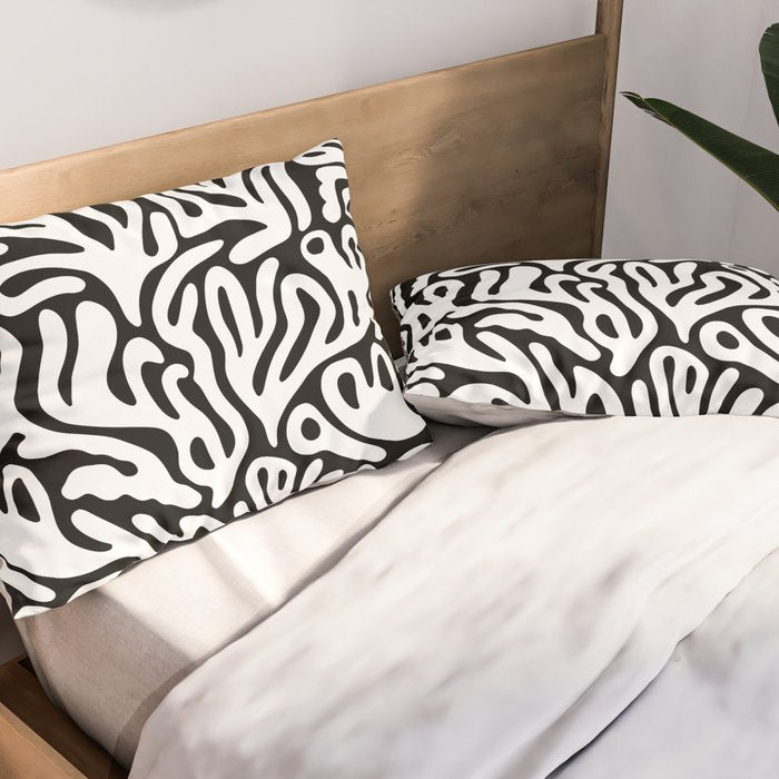 Matisse Organic Shapes Free Form Cut Outs Pattern White On Black Pillow Sham Gallery Image 2