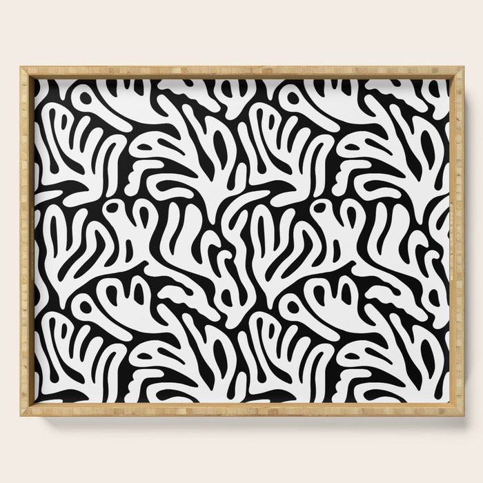 Matisse Organic Shapes Free Form Cut Outs Pattern White On Black Serving Tray Gallery Image 1