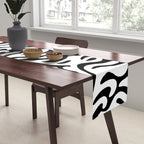 Matisse Organic Shapes Free Form Cut Outs Pattern White On Black Table Runner Gallery Image 2
