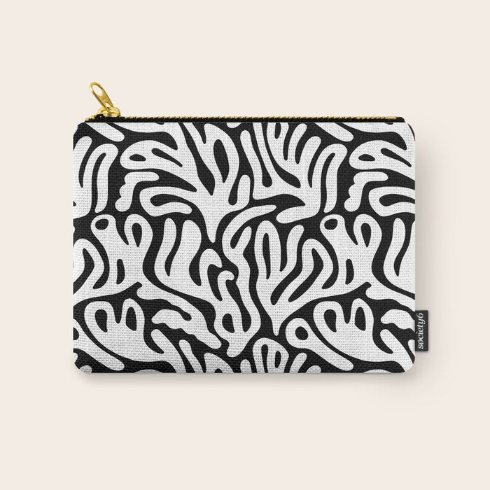 Matisse Organic Shapes Free Form Cut Outs Pattern White On Black Carry All Pouch Gallery Image 1