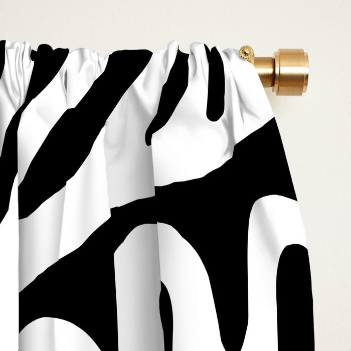 Matisse Organic Shapes Free Form Cut Outs Pattern White On Black Window Curtain Gallery Image 2