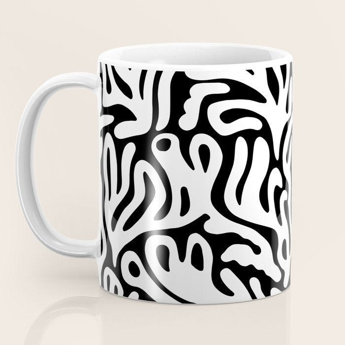 Matisse Organic Shapes Free Form Cut Outs Pattern White On Black Coffee Mug Gallery Image 3