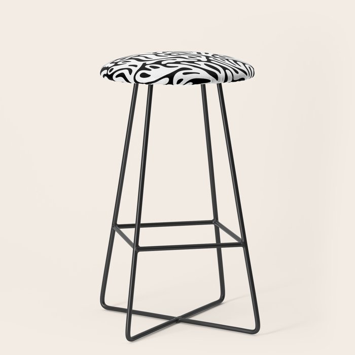 Matisse Organic Shapes Free Form Cut Outs Pattern White On Black Stool Gallery Image 1