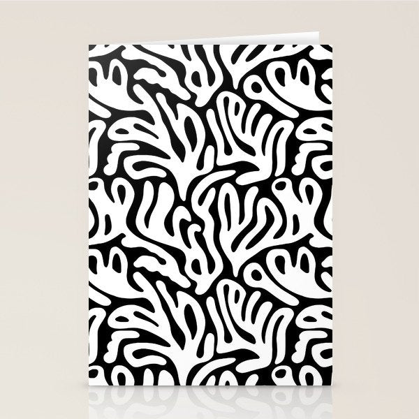 Matisse Organic Shapes Free Form Cut Outs Pattern White On Black Stationery Card Gallery Image 2