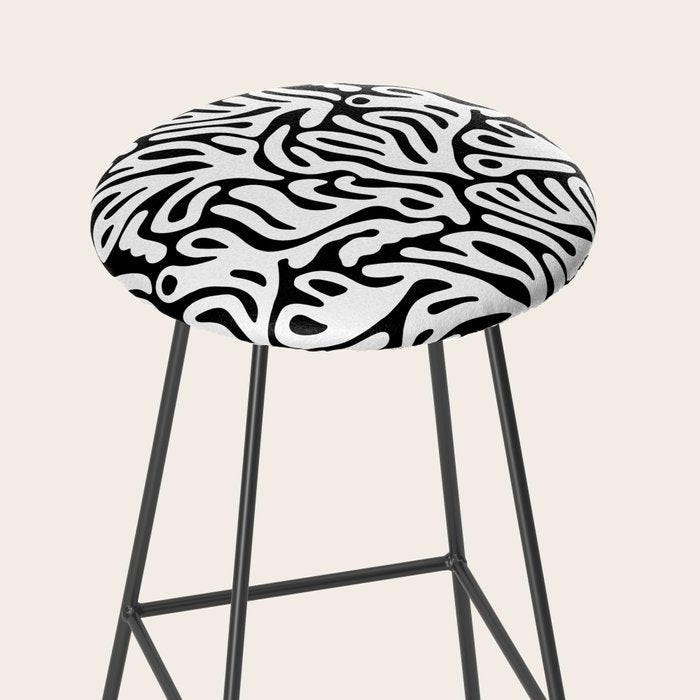 Matisse Organic Shapes Free Form Cut Outs Pattern White On Black Stool Gallery Image 2