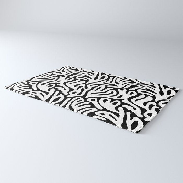 Matisse Organic Shapes Free Form Cut Outs Pattern White On Black Rug Gallery Image 3