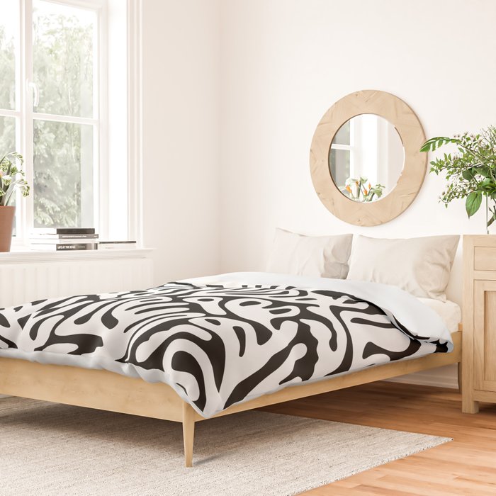 Matisse Organic Shapes Free Form Cut Outs Pattern White On Black Duvet Cover Gallery Image 2