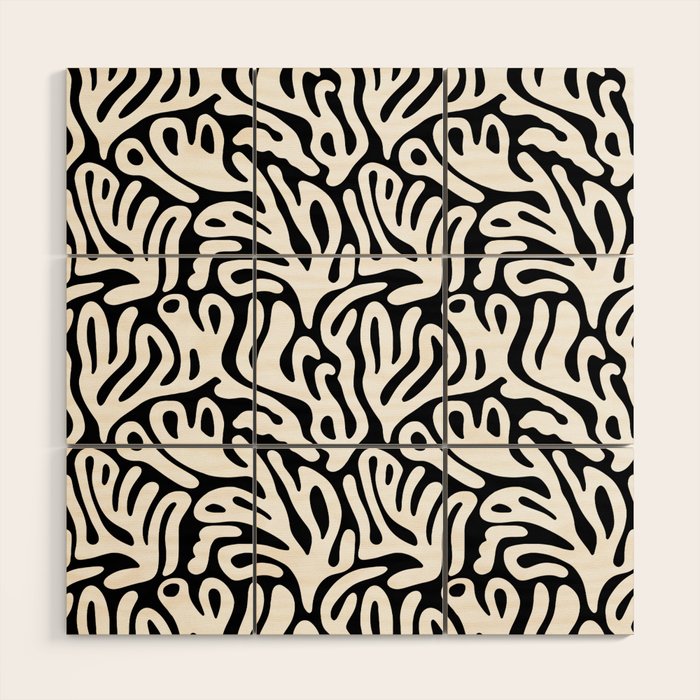 Matisse Organic Shapes Free Form Cut Outs Pattern White On Black Wood Wall Art Gallery Image 1
