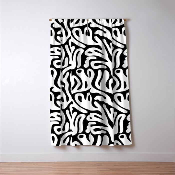 Matisse Organic Shapes Free Form Cut Outs Pattern White On Black Window Curtain Gallery Image 3