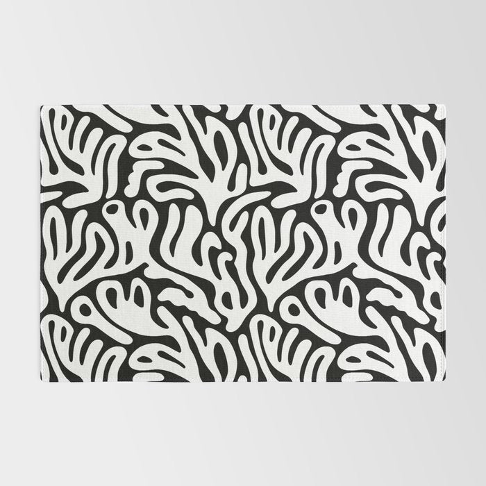 Matisse Organic Shapes Free Form Cut Outs Pattern White On Black Rug Gallery Image 2