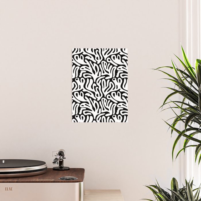 Matisse Organic Shapes Free Form Cut Outs Pattern White On Black Poster Gallery Image 2
