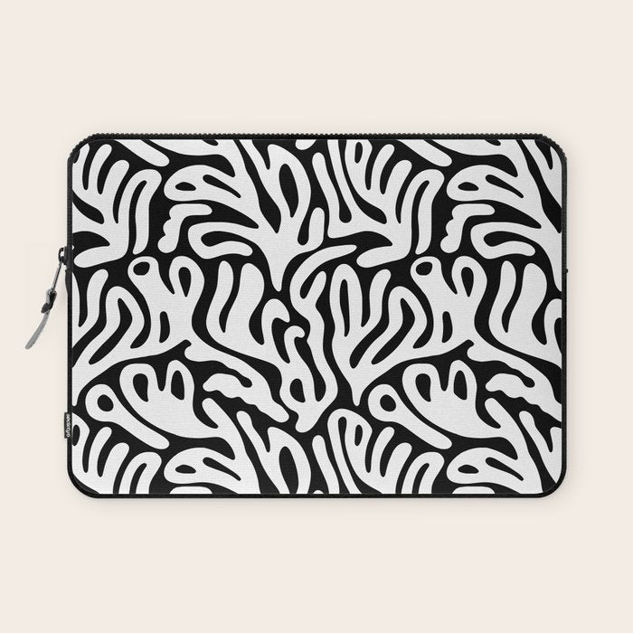 Matisse Organic Shapes Free Form Cut Outs Pattern White On Black Laptop Sleeve Gallery Image 1