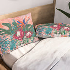 Cockatoo Vase - Bouquet of Flowers on Coral and Jungle Pillow Sham Gallery Image 2