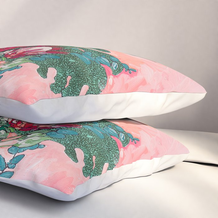 Cockatoo Vase - Bouquet of Flowers on Coral and Jungle Pillow Sham Gallery Image 3