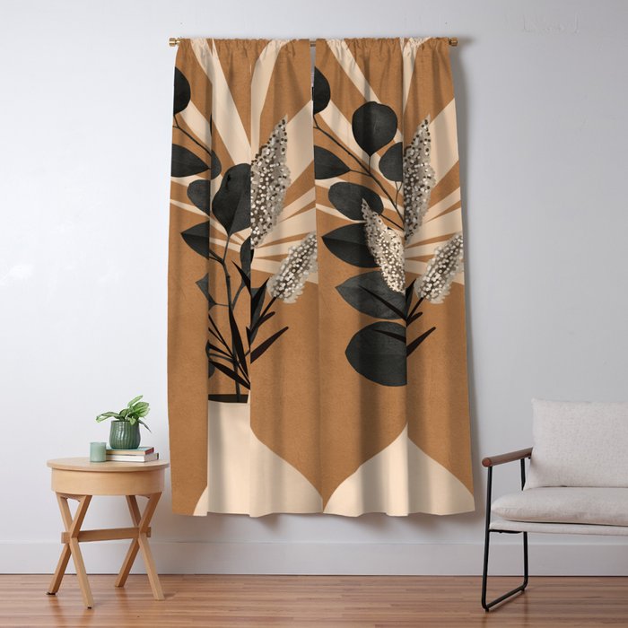 Minimal vase with plant leaves 1 Window Curtain Gallery Image 1