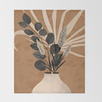 Minimal vase with plant leaves 1 Throw Blanket Gallery Image 2