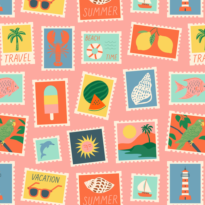 Vintage summer post card stamp pattern Coffee Mug Gallery Image 2
