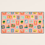 Vintage summer post card stamp pattern Desk Mat Gallery Image 3