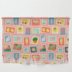 Vintage summer post card stamp pattern Wall Hanging Gallery Image 1