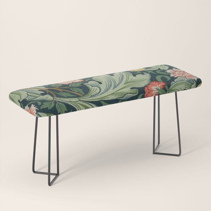 William Morris Leicester Herbaceous Italian Laurel Acanthus Textile Colorful Floral Pattern Bench Gallery Image 1