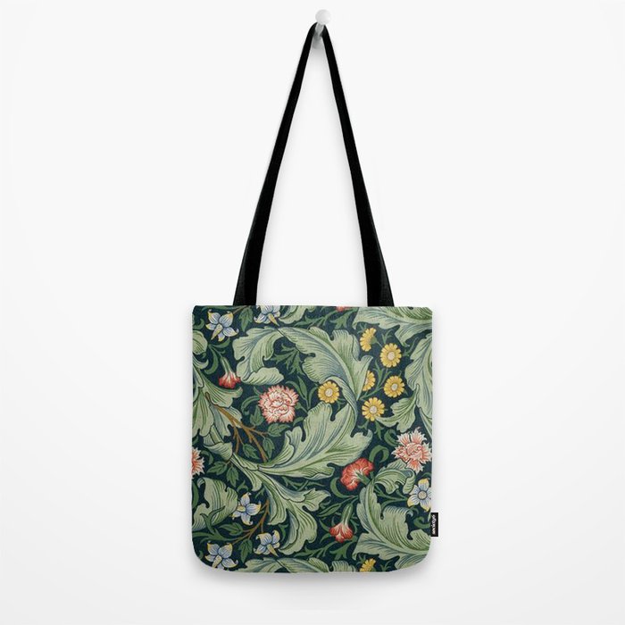 William Morris Leicester Herbaceous Italian Laurel Acanthus Textile Colorful Floral Pattern Tote Bag Gallery Image 2