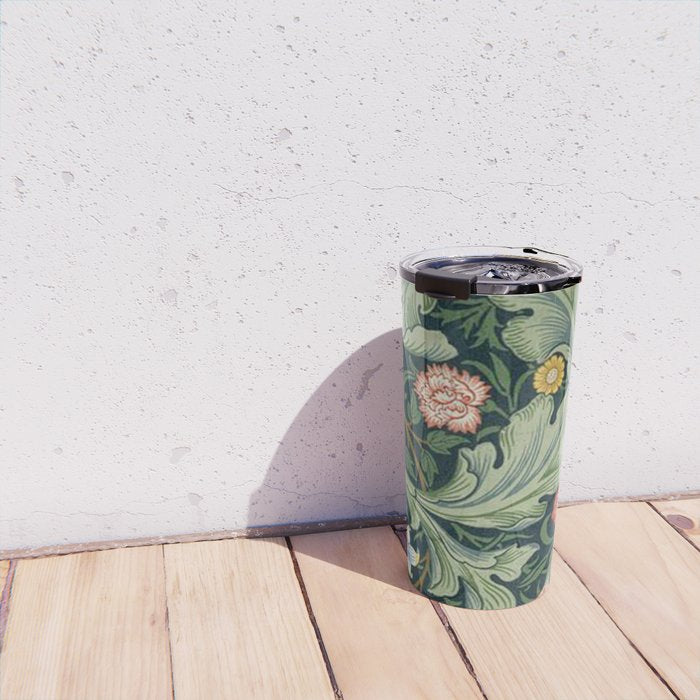 William Morris Leicester Herbaceous Italian Laurel Acanthus Textile Colorful Floral Pattern Travel Mug Gallery Image 4