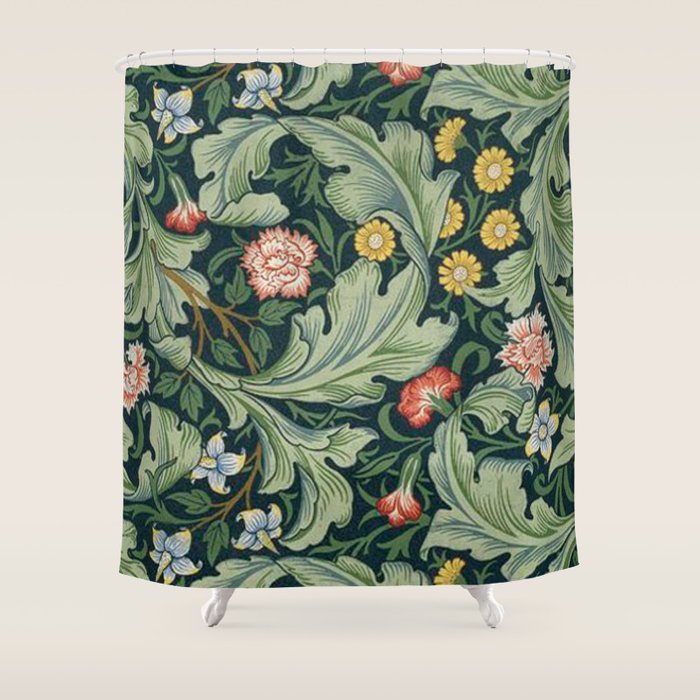 William Morris Leicester Herbaceous Italian Laurel Acanthus Textile Colorful Floral Pattern Shower Curtain Gallery Image 1