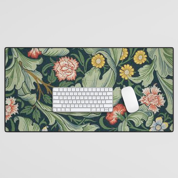 William Morris Leicester Herbaceous Italian Laurel Acanthus Textile Colorful Floral Pattern Desk Mat Gallery Image 1