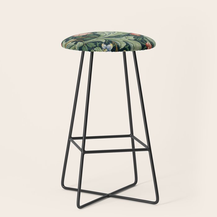 William Morris Leicester Herbaceous Italian Laurel Acanthus Textile Colorful Floral Pattern Stool Gallery Image 1
