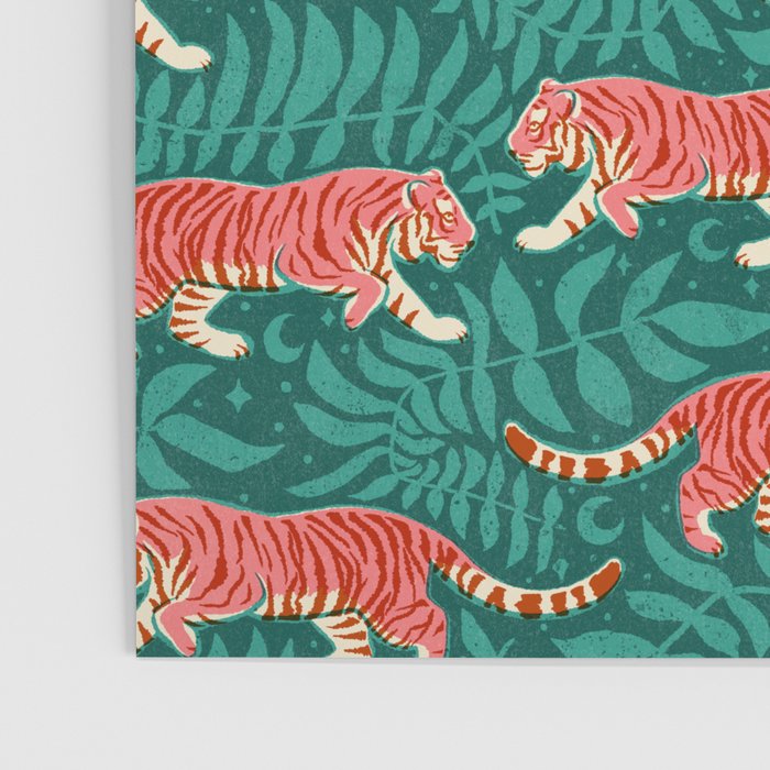 Tigers - pink, red, and jungle green Poster Gallery Image 3