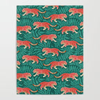 Tigers - pink, red, and jungle green Poster Gallery Image 4
