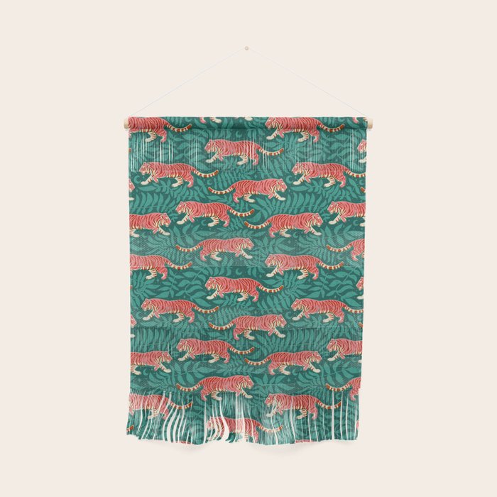 Tigers - pink, red, and jungle green Wall Hanging Gallery Image 1
