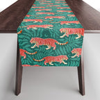 Tigers - pink, red, and jungle green Table Runner Gallery Image 1