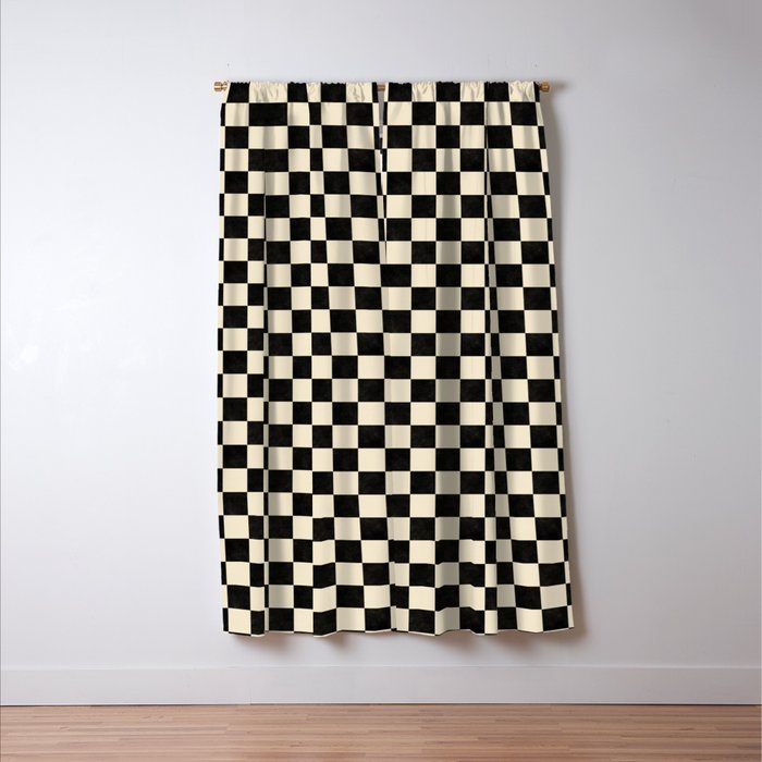 Checkers - Black and Cream Window Curtain Gallery Image 3