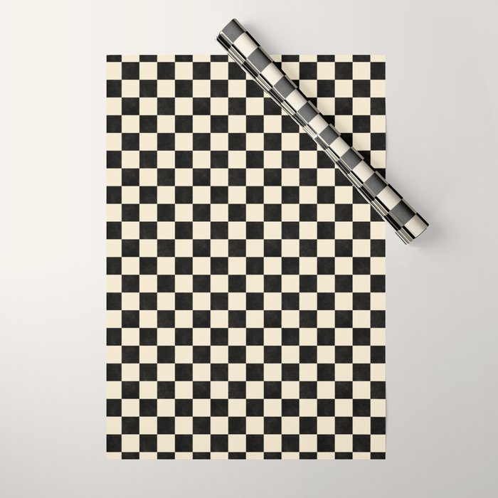 Checkers - Black and Cream Wrapping Paper Gallery Image 1