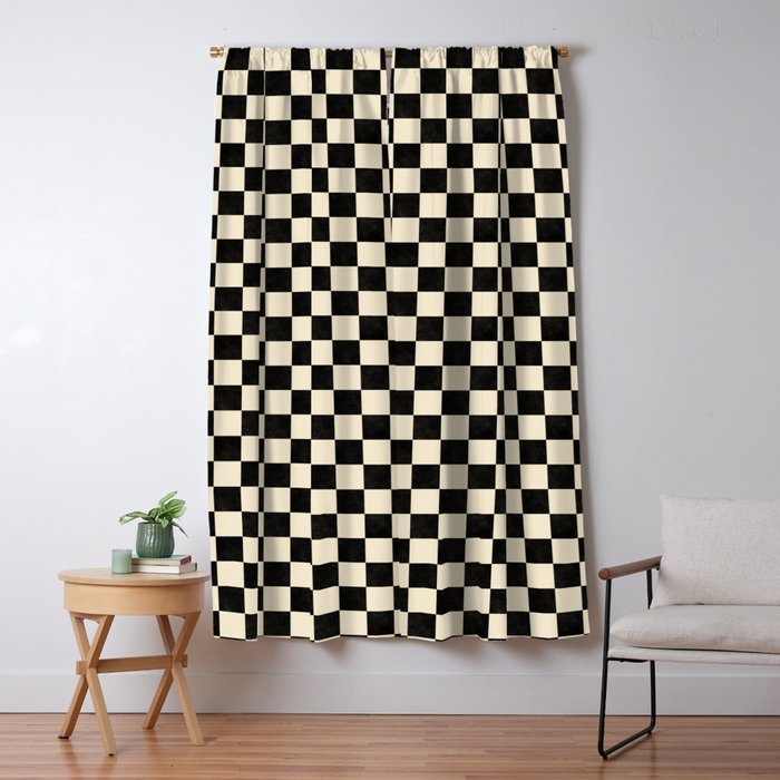 Checkers - Black and Cream Window Curtain Gallery Image 1