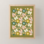 Floral Stripe - Olive  Mini Art Print Gallery Image 1