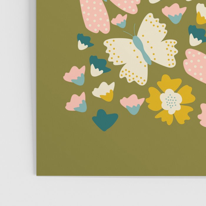Floral Stripe - Olive  Poster Gallery Image 3