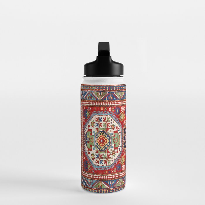 Three Medallion Kazak Southwest Caucasus Carpet Print Water Bottle Gallery Image 3
